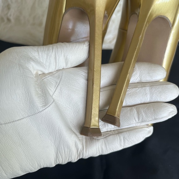 Vintage VSL Saint Laurent gold platform heels - Picture 9 of 12